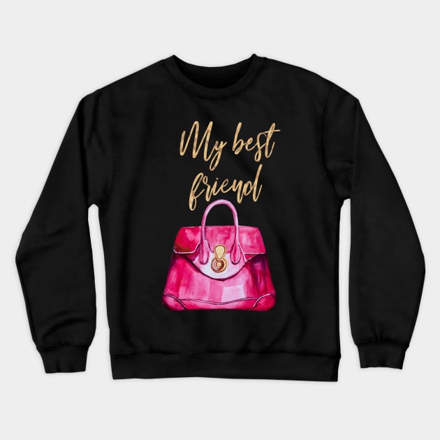 My best friend, red shoes and red bag, watercolor illustration Crewneck Sweatshirt by IngaDesign